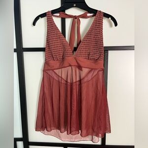 Elegant Rust Halter Tankini swimsuit set